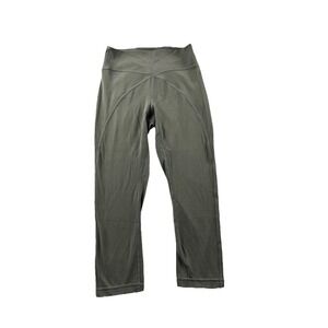 Lululemon Get Centred High Rise Crop 21" Grey Sage Size 6 Nulu Fabric